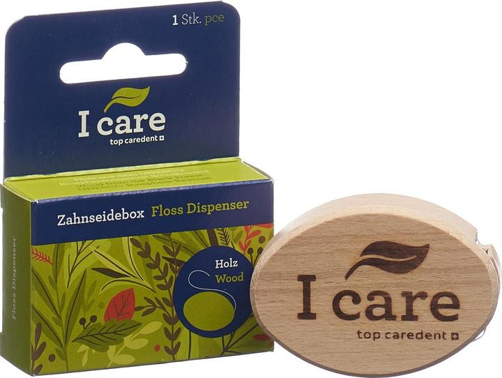 Actual product image Top Caredent Wood floss box with natural floss cardamom & beeswax (25 m)