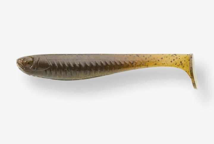 Caperlan Gummifisch Yubari Fat Shad mit Lockstoff Green Pumpkin Black Flakes (9 cm)