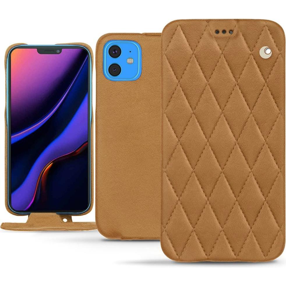 Noreve Lederschutzhülle vertikal (Apple iPhone 11), Smartphone Hülle, Braun