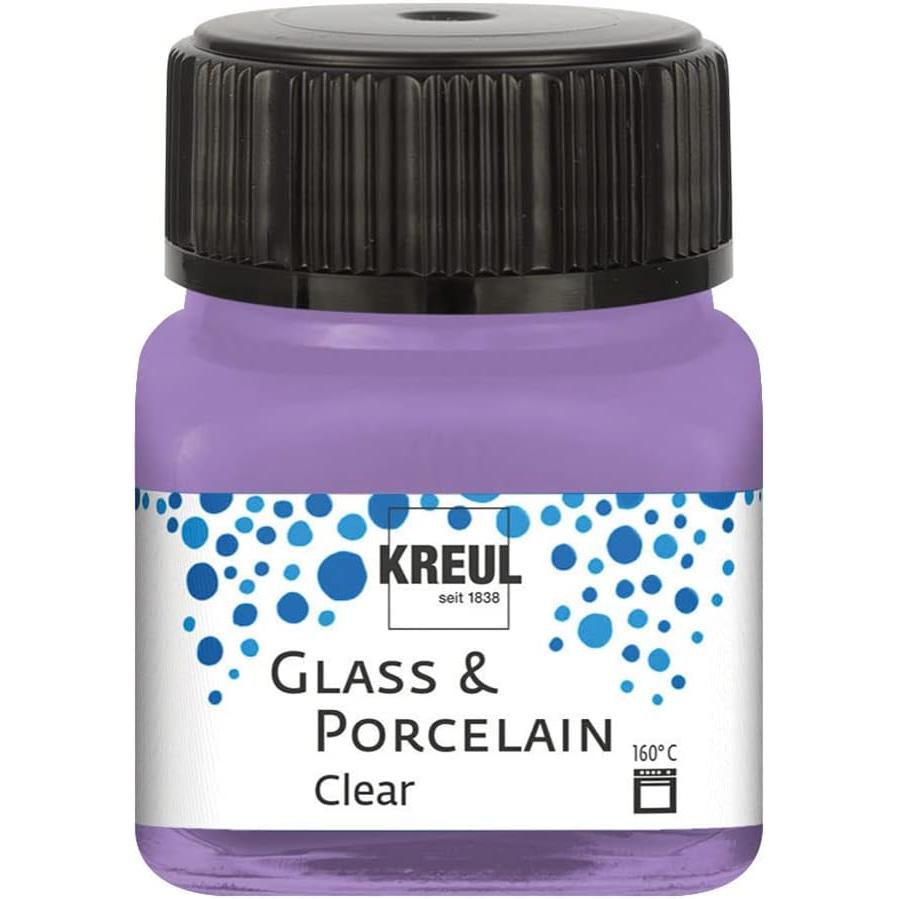 Kreul, Künstlerfarbe + Bastelfarbe, Glass & Porcelain Clear, Porzellan- und Glasfarbe (Flieder, 20 ml)