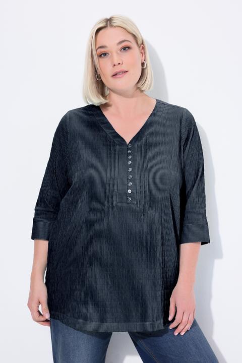 Actual product image Ulla Popken Textured Stripe Pintuck Blouse (68)