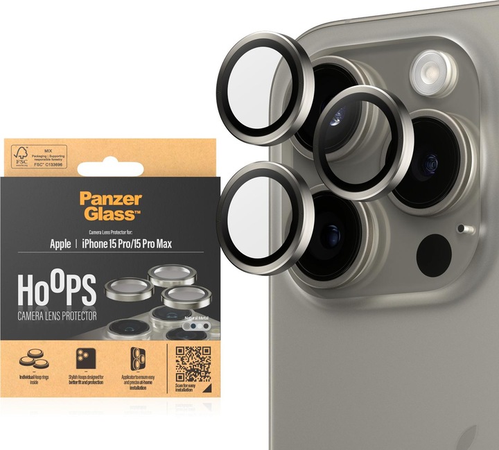Image du produit PanzerGlass Hoops Camera Lens Protector (1 pièce(s), Apple iPhone 15 Pro Max, Apple iPhone 15 Pro)