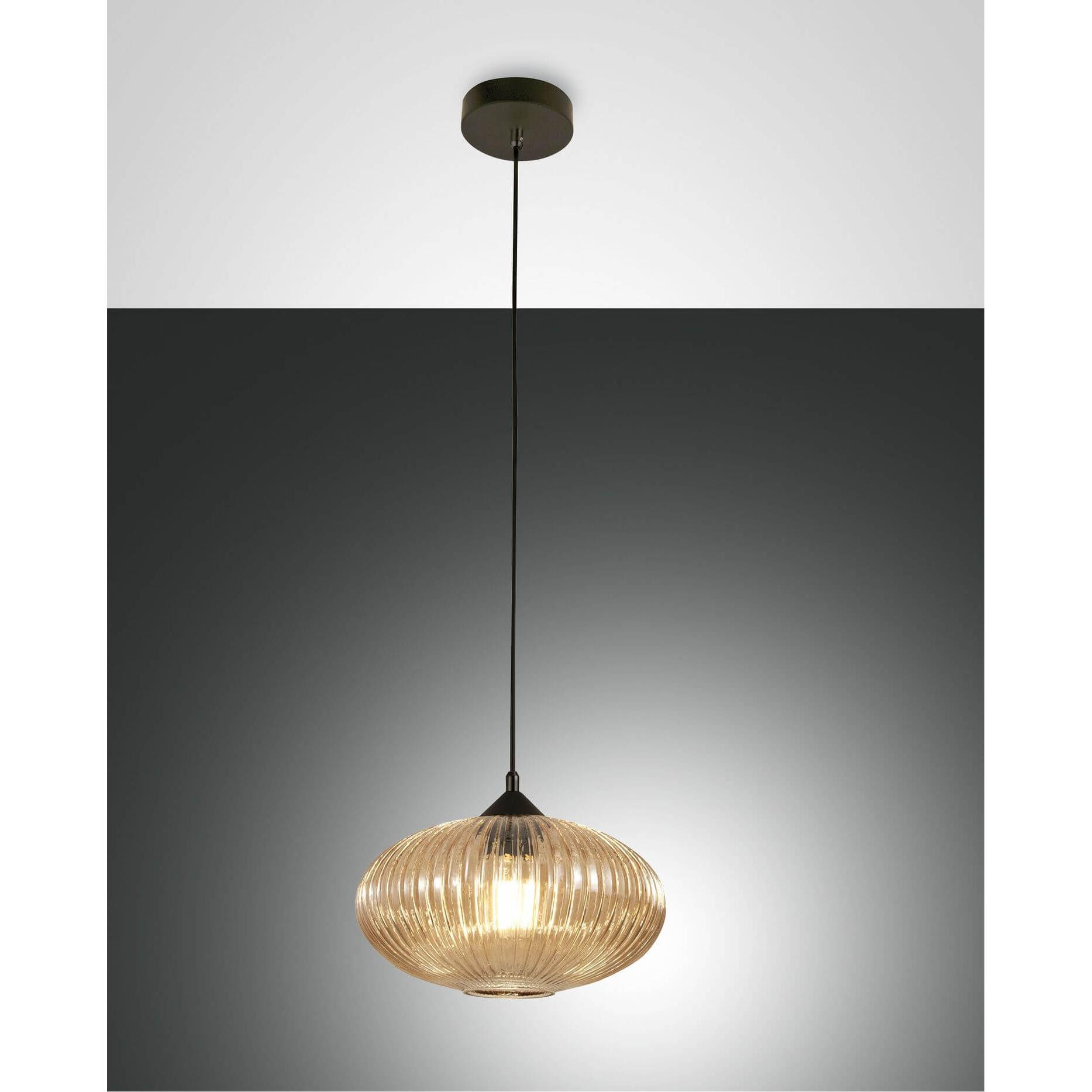 Fabas Luce, Pendelleuchte, Pendelleuchte Fiordaliso E27 Ø300mm Bernstein (E27)