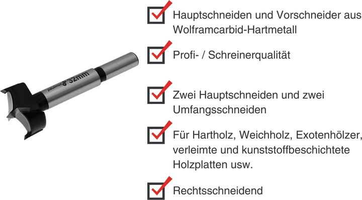 Actual product image Paulimot Kunstbohrer, hartmetallbestückt Ø 32 x 90 mm (32 millimetres)