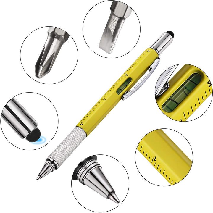 Produktbild Mikamax 6 In 1 Multitool Pen Yellow (6 Funktionen)