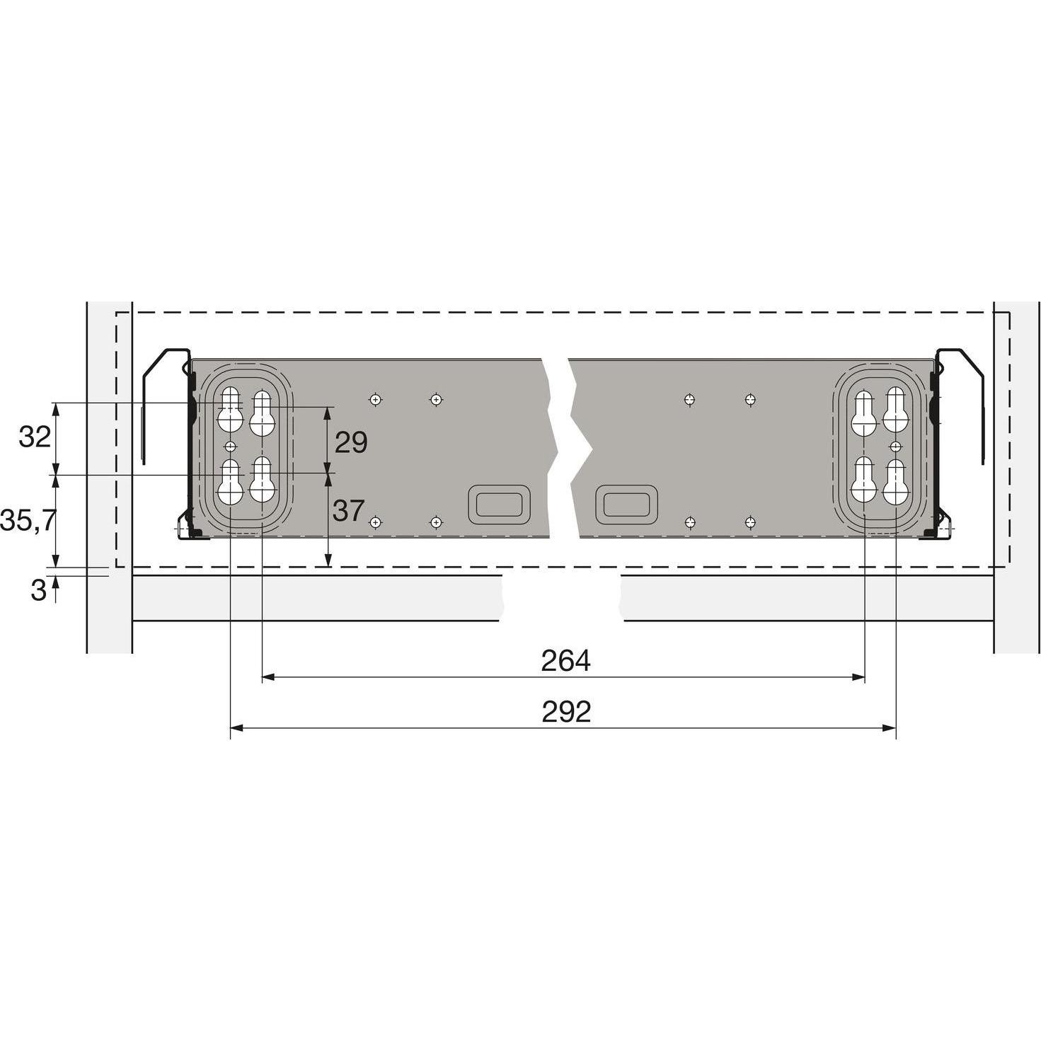 Thumbnail - Hettich, Schubladenauszüge, Systema Top 2000 Stahlschubkasten, 392 mm, 370 x 354 mm, Alu-Finish