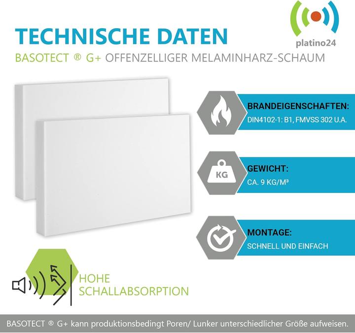 Produktbild Platino24 Schallabsorber aus Basotect G+ (8 Stk.)
