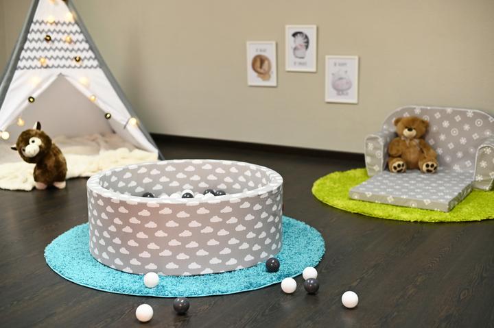 Produktbild Knorrtoys Bällebad soft - "Grey white clouds" - 300 balls grey/creme (ca. 6cm Durchmesser)
