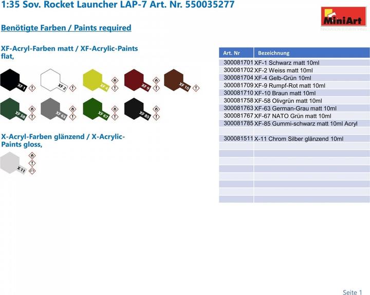 Actual product image Mini art Soviet Rocket Launcher LAP-7