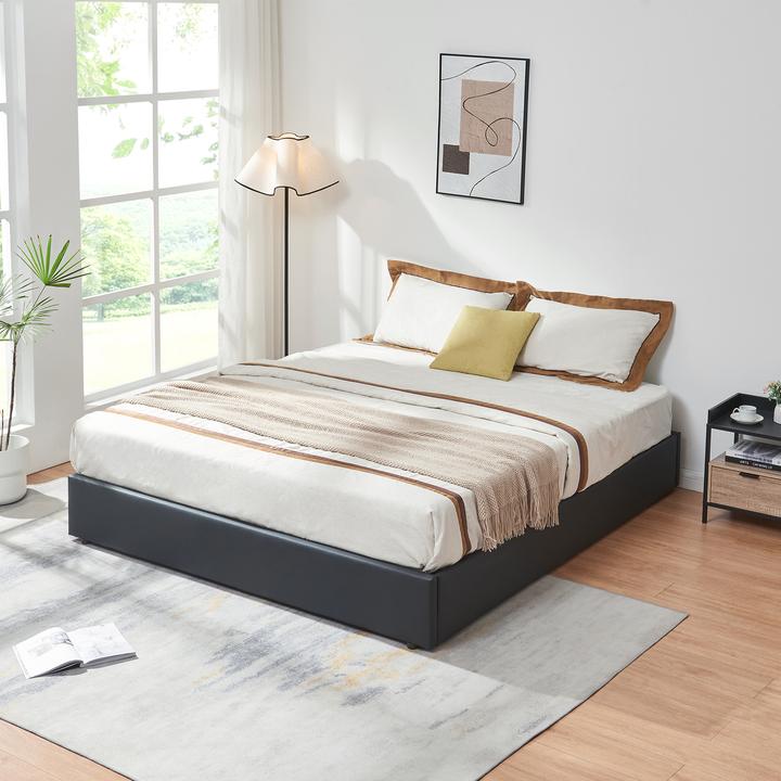 Produktbild En.Casa Polsterbett Nola 180x200 cm Kunstleder Schwarz (180 x 200 cm)