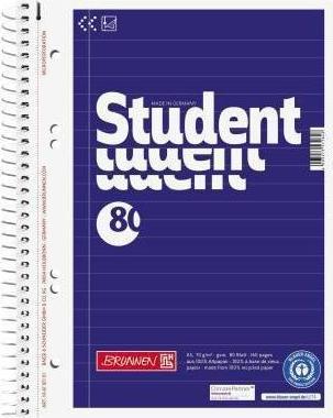 Produktbild Brunnen Collegeblock Student A5 70g/qm 80 Blatt RC liniert (A5, Liniert)