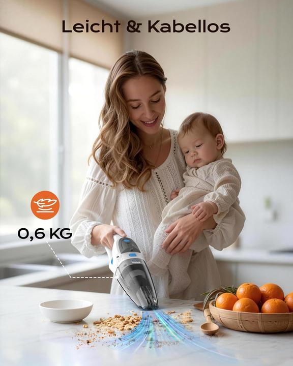 Produktbild Topipop Akku Handstaubsauger GV09D inkl. LED-Licht, 3 Aufsätzen und Ladestation