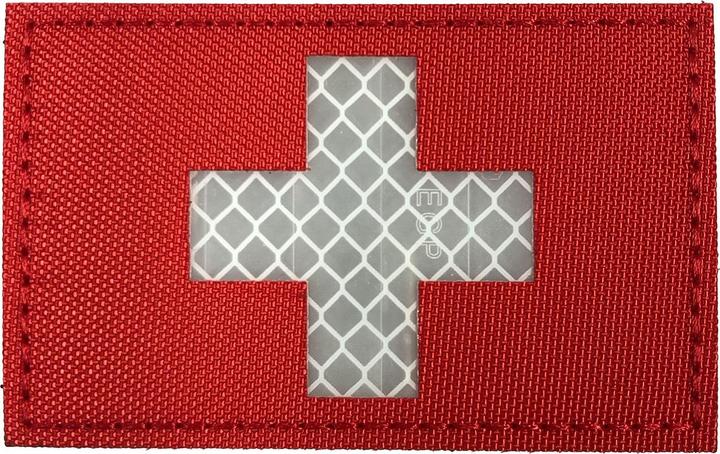 Charlie Mike Morale Patch Klettabzeichen SWISS FLAG, reflective/Laser - rectangle