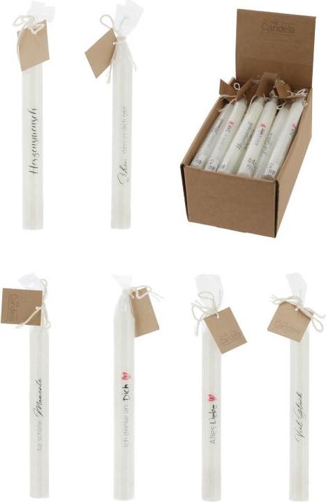 Produktbild G. Wurm Stabkerze mit Spruch, Paraffin aus Wachs weiss 6-fach, (B/H/T) 2x19x2cm (2 Stk.)