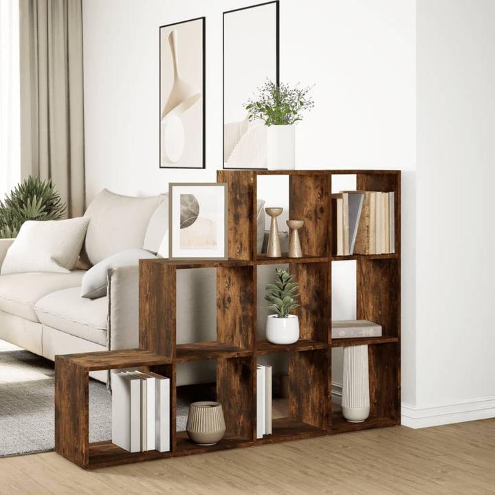 Produktbild VidaXL Raumteiler Bücherregal Standregal Treppenregal 3 Stufen Räuchereiche (137.5 x 29 x 103.5 cm)