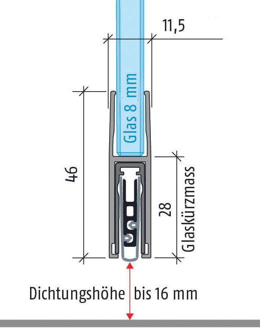 Actual product image Planet Door drop-down seal KG-F8, narrow, silicone RD