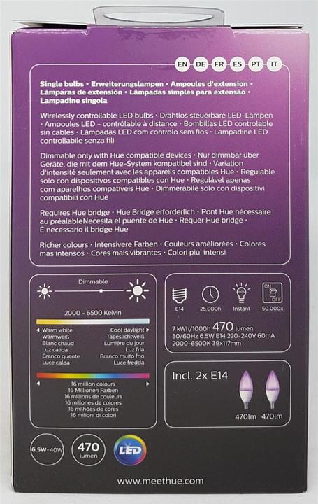 Immagine prodotto Philips Tonalità Bianco & Colore Ambiente 2 Estensione (E14, 470 lm, 2 x)