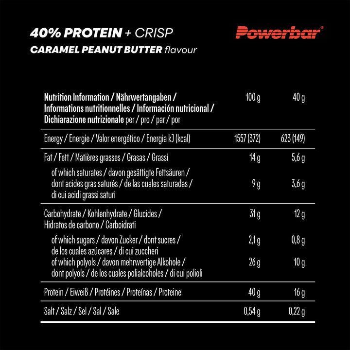 Valeurs nutritives et ingrédients Powerbar Protein + Crisp (480 g, 12 pcs)