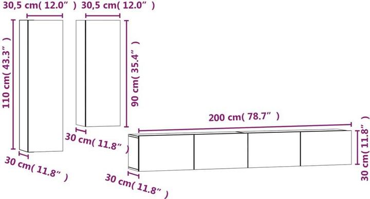 Immagine prodotto vidaXL TV-Schrank-Set (100 x 30 x 30 cm)