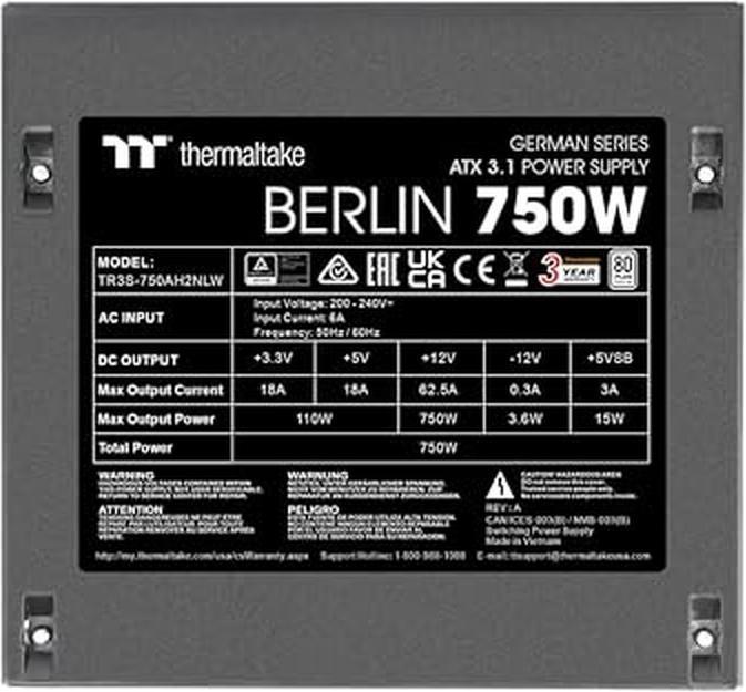 Produktbild Thermaltake TT Berlin 750W ATX3.1 (null Watt) (750 W)