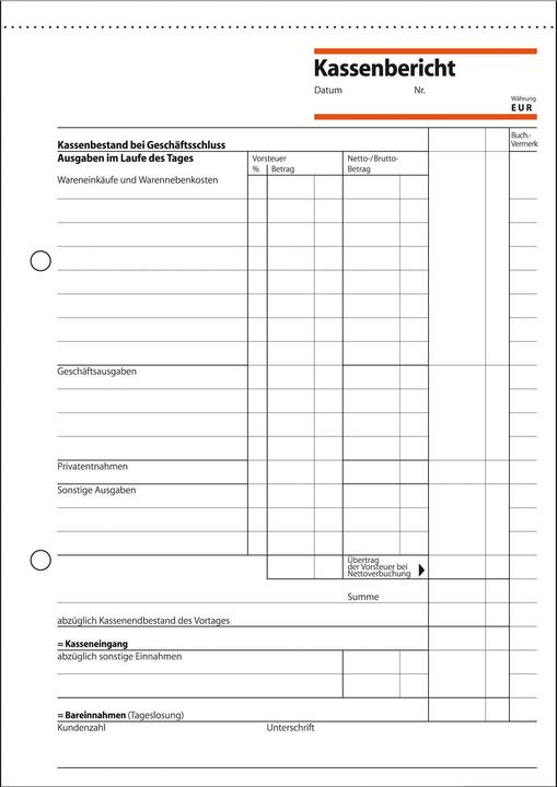 Image du produit Sigel Rapport de caisse Formulaire Format papier : DIN A5 Nombre de copies : 1 copie (50 x)