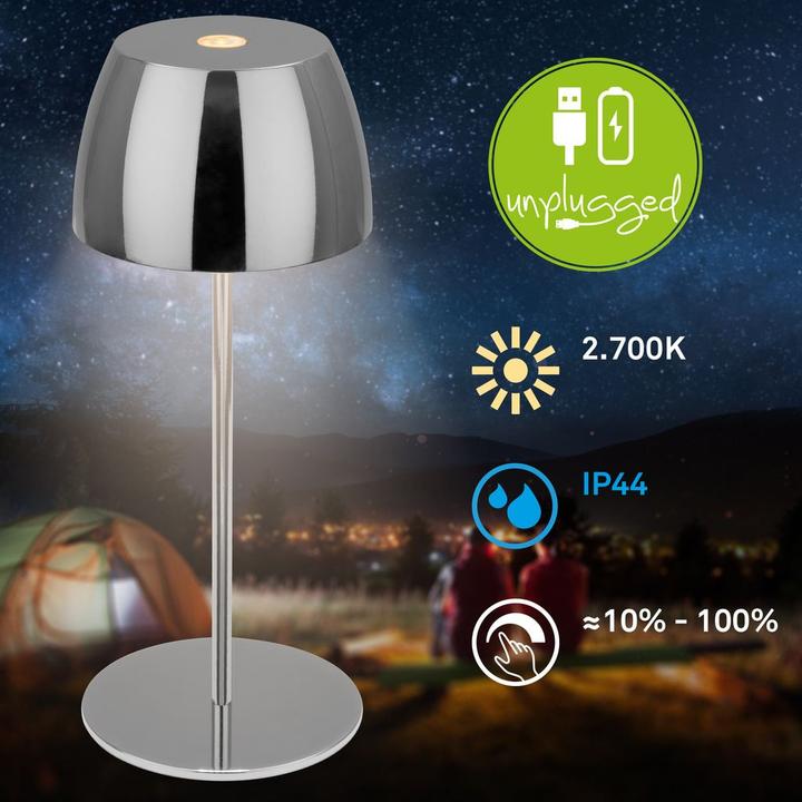 Produktbild Briloner Akku LED Tischleuchte - Mini, Touch, Schwarz chrom (150 lm)