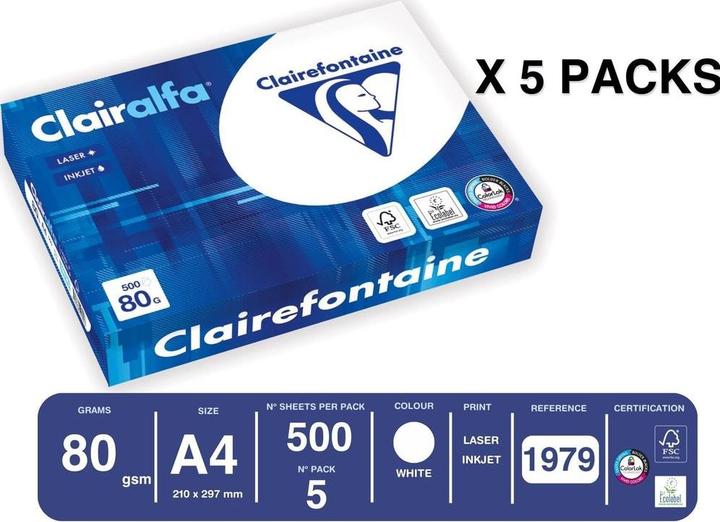Actual product image Clairefontaine Clairalfa A4, 80 g/m2 (A4, 2500 Sheets, 80 g/m²)