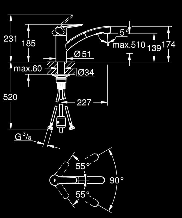 Immagine prodotto Grohe Start QuickFix Küchenarmatur, Dual-Spülbrause, herausziehbar, schwenkbar, mattschwarz