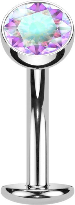 Image du produit Star Piercing Threadless Labret-Stab Banane silber Kugel Kristall multicolor (sans laiton, Titane)