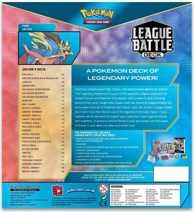 Immagine prodotto Pokémon Mazzo di battaglia della Lega Zacian V (Inglese, Ponte)