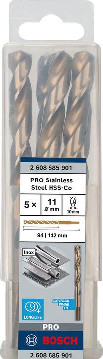 Produktbild Bosch Professional Zubehör PRO Stainless Steel HSS-Co Spiralbohrer, 11 x 94 x 142 mm (11 mm)