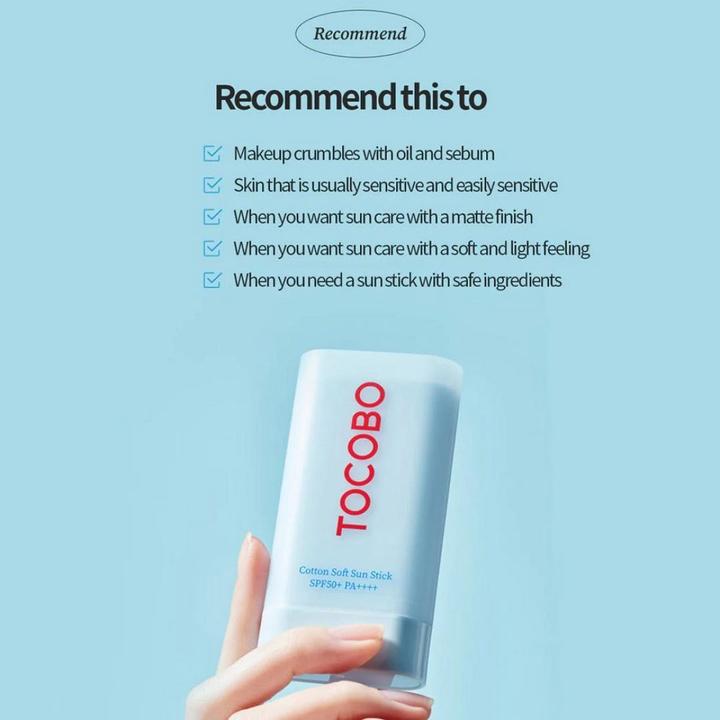 Actual product image Tocobo Cotton Soft Sun Stick (Sun cream face, SPF 50+, 19 g)