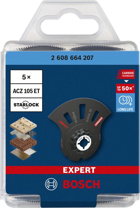 Produktbild Bosch Professional Zubehör EXPERT MultiMaterial Segment Blade ACZ 105 ET Blatt, 5 Stück