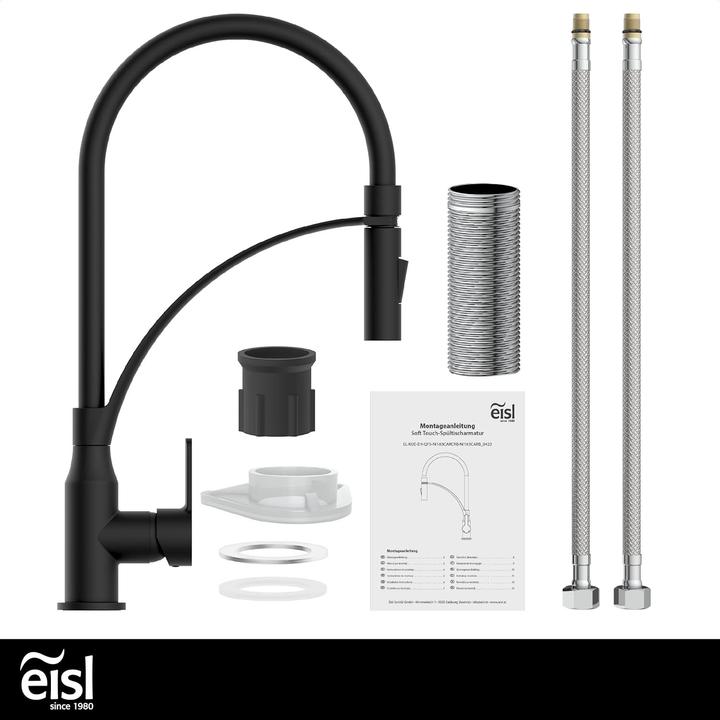 Actual product image Eisl Kitchen tap CARNEO Sink mixer Black matt Black Spray Pull-out Swivelling NI183CARB