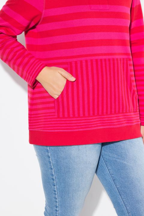 Immagine prodotto Ulla Popken Maglia con righe, cappuccio, tasca a marsupio e maniche lunghe (42, 44)