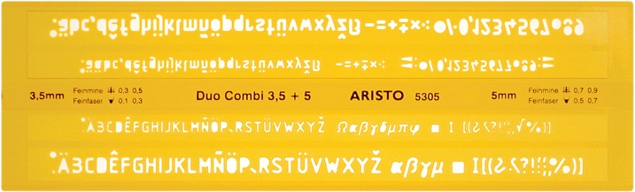 Immagine prodotto Aristo AR5305, Stencil per lettere/numeri/caratteri in plastica (245 mm)