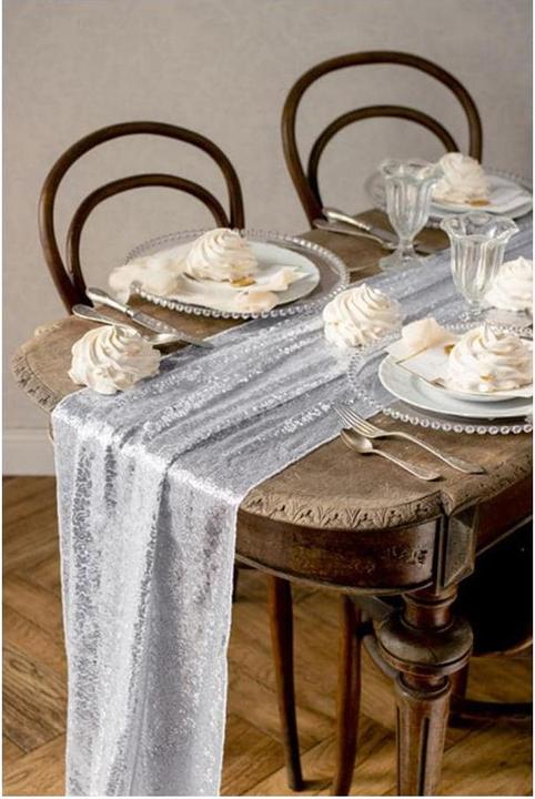Actual product image Partydeco Tischläufer mit silbernen Pailletten