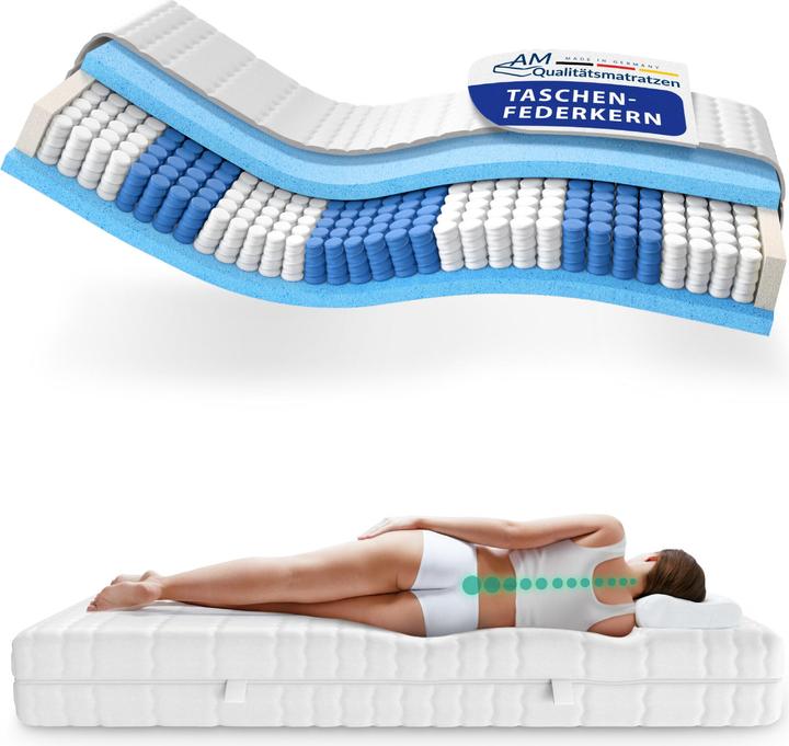 Produktbild AM Qualitätsmatratzen Premium 7-Zonen Taschenfederkern (160 x 190 cm, Federkern)