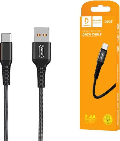 Actual product image Denmen Usb-Cable Reinforced Braided Type-C Black 1m D02t (1 m)
