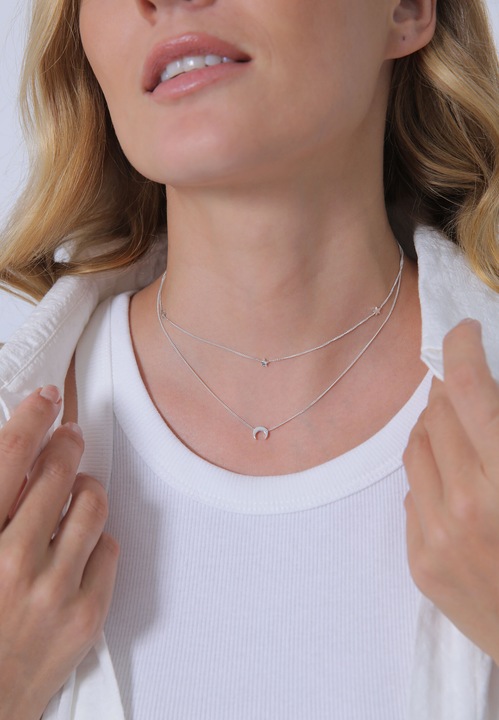 Produktbild Elli Choker Layer Look Halbmond Sterne (925 Silber, 36 cm)