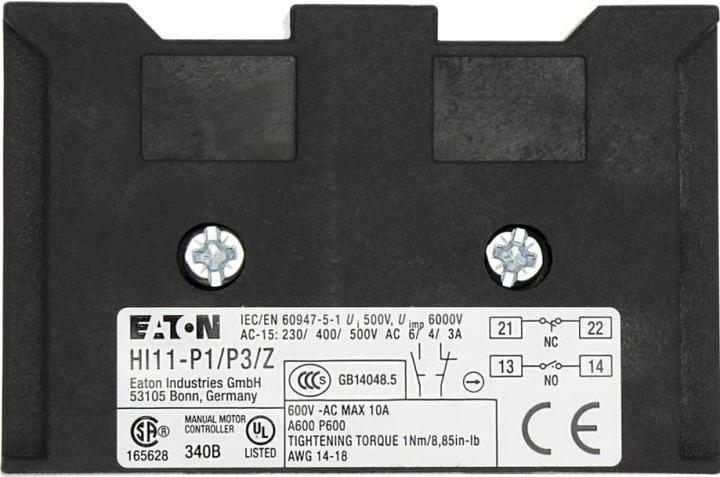 Produktbild Eaton HI11-P1/P3Z Hilfsschalter 062031 1S+1Ö f.P1 P3 Zwischenbau 062031