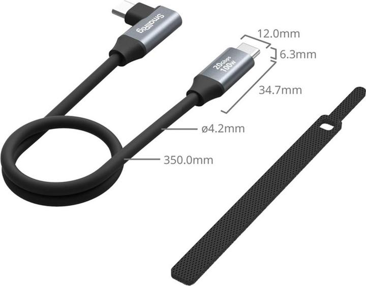 Actual product image SmallRig USB C (Straight) to USB C (Angled) Data Cable (35cm / 13.8in) 4790 (0.35 m, USB 3.1, 100 W)