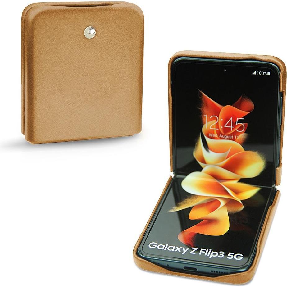 Noreve Lederschutzhülle (Samsung Galaxy Z Flip3), Smartphone Hülle, Braun