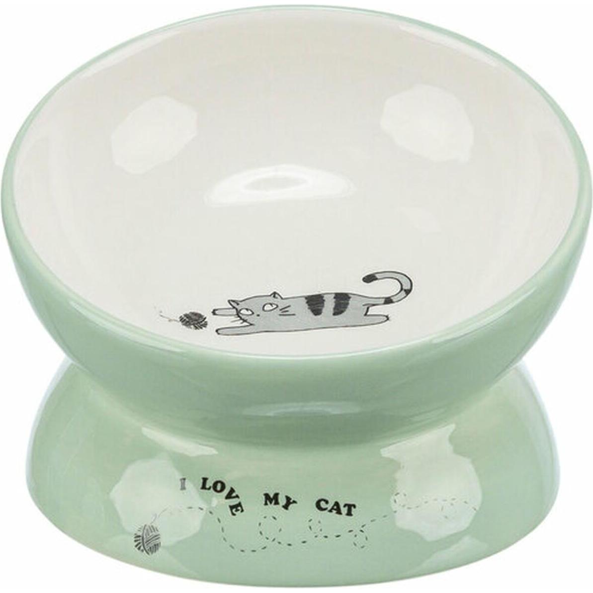 Meilleurs prix pour Gamelle Surélevée en Céramique Sauge/Blanc - ø 13cm / 0,15 litre