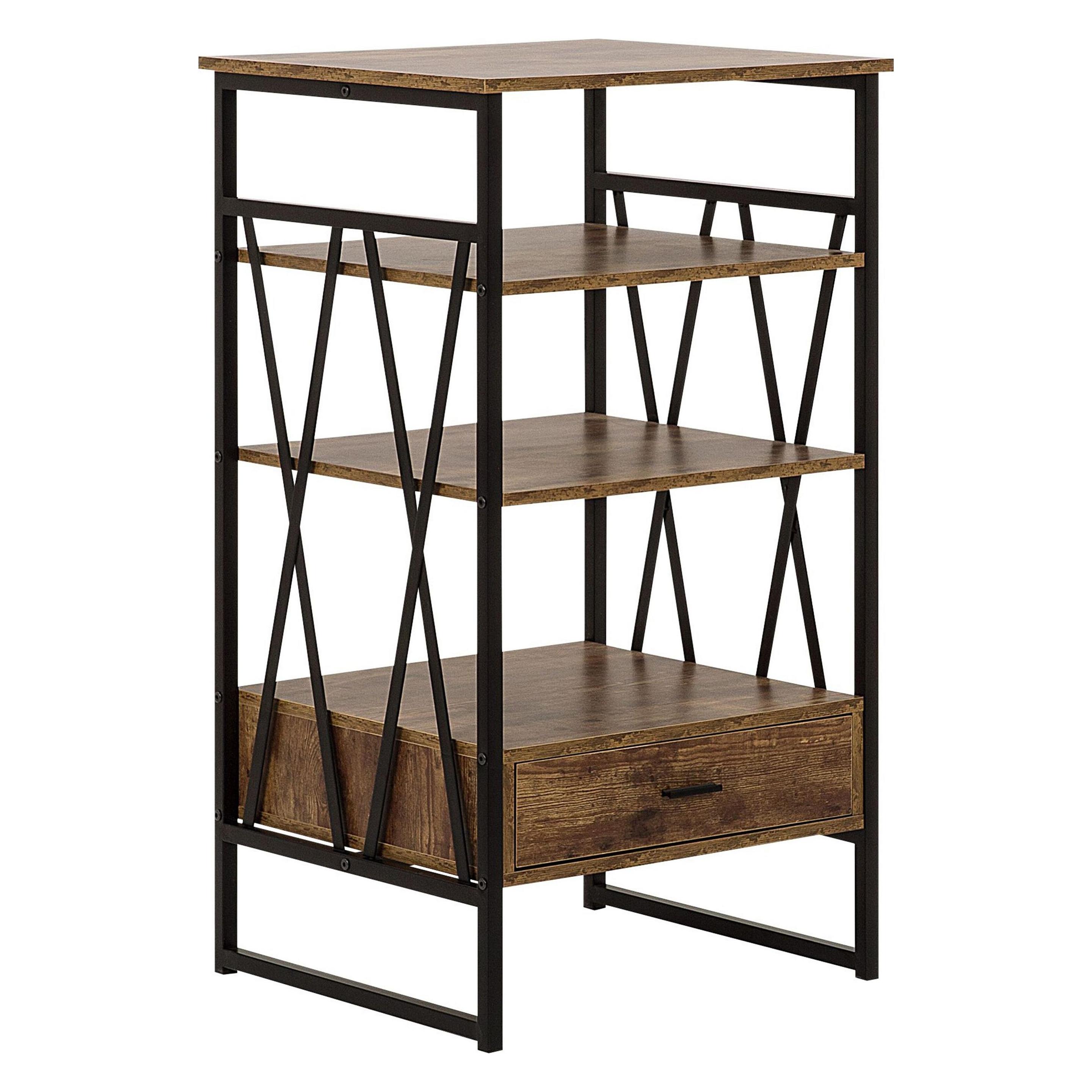 Beliani, Rekken, Plank Houtlook Bruin 1 Lade Keene (56 X 51 X 101 cm)