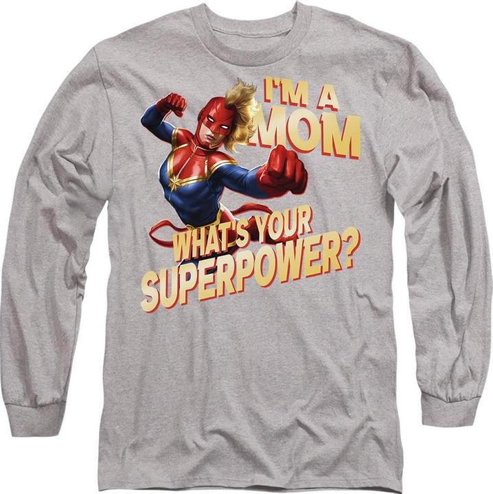 Actual product image Captain Marvel Unisex Adult Mom Superpower Mothers Day T-Shirt (L)