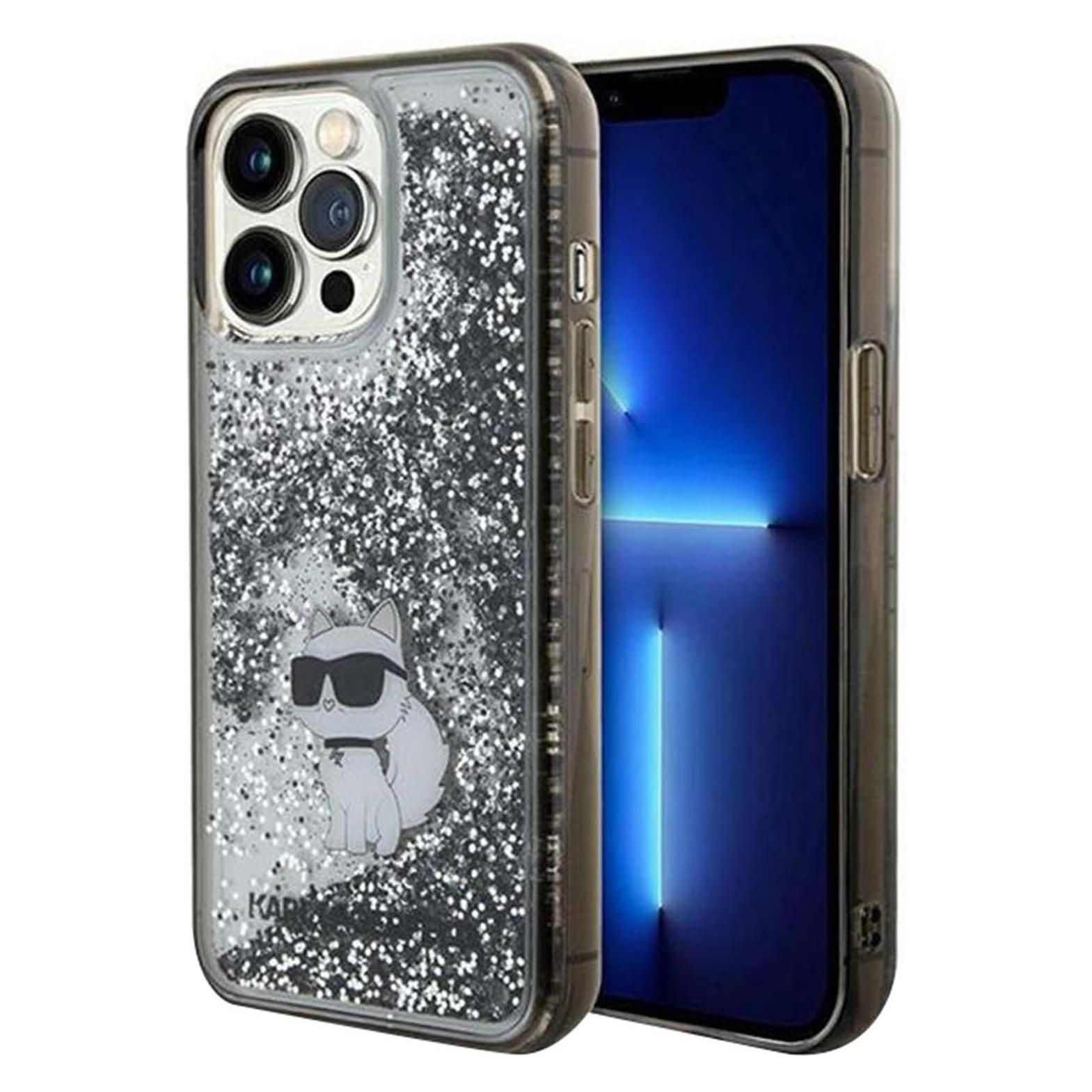 Karl Lagerfeld KLHCP13XLKCNSK IPhone 13 Pro Max 6.7" Transparent Hardcase Liquid Glitter Choupette (Apple IPhone 13 Pro Max), Smartphone Hülle,