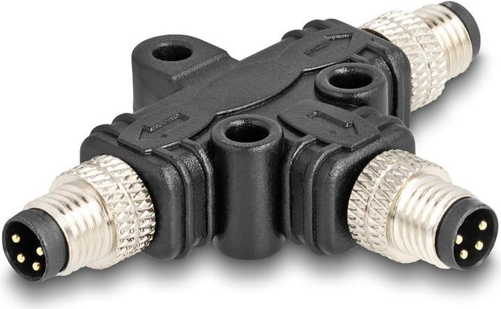 Actual product image Delock M8 T-splitter A-coded 4 pin plug to 2 x plug parallel connection