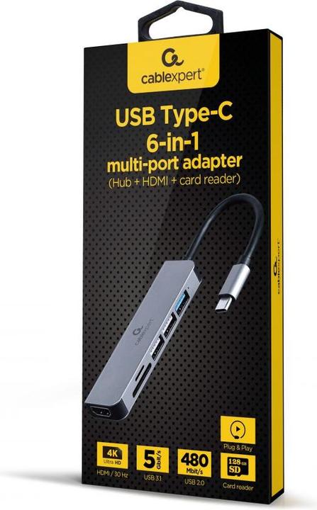 Actual product image Gembird A-CM-COMBO6-02 (USB-C, 6 ports)