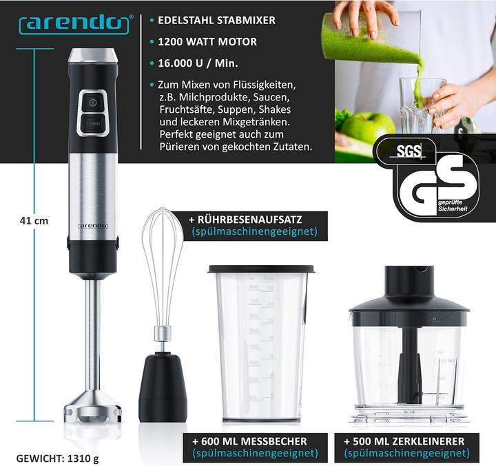 Immagine prodotto Arendo Stabmixer-Set mit 4-flügeligem Messer